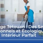 Femme de ménage professionnelle effectuant un service de nettoyage à Tanger dans un appartement moderne avec produits écologiques.